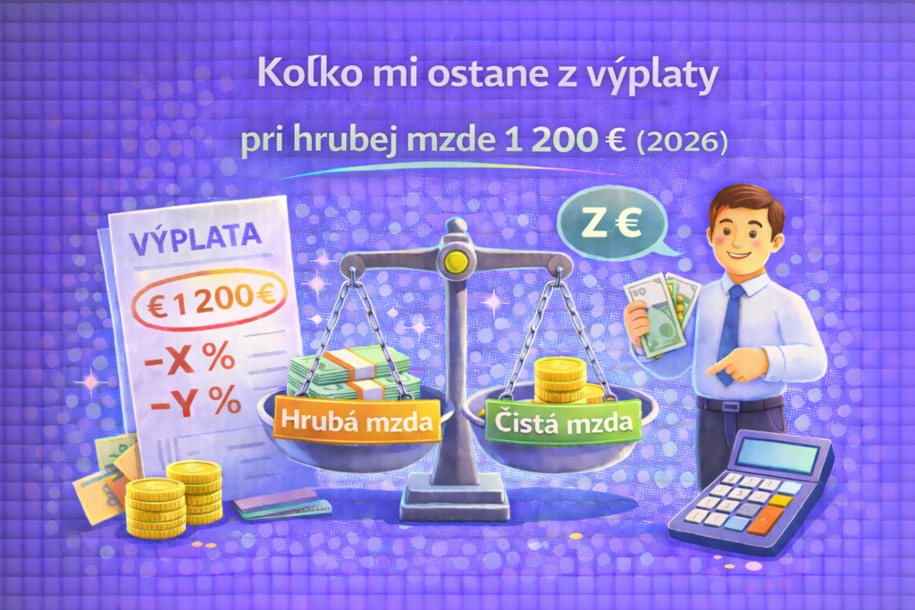 Koľko mi ostane z výplaty pri hrubej mzde 1 200 € v roku 2026