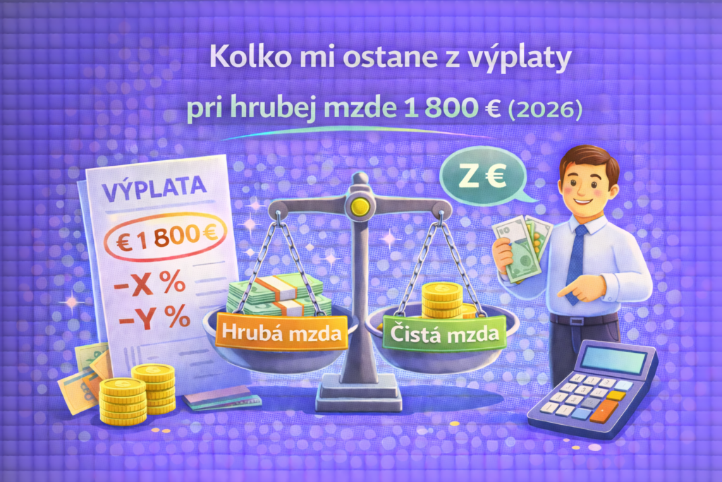 Koľko mi ostane z výplaty pri hrubej mzde 1 800 € v roku 2026