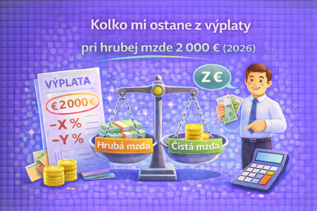 Koľko mi ostane z výplaty pri hrubej mzde 2 000 € v roku 2026