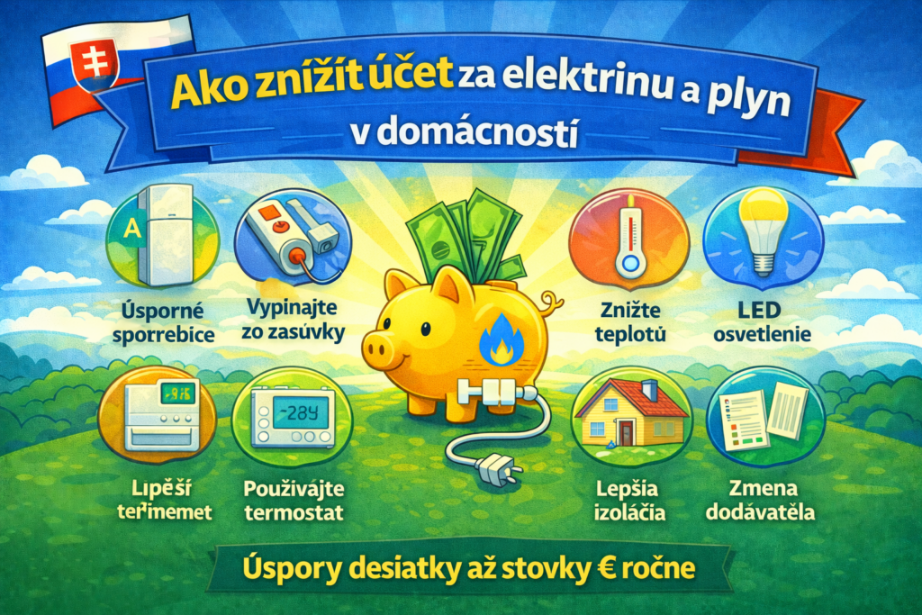 Ako znížiť účet za elektrinu a plyn v domácnosti – praktické tipy na úsporu energie a zníženie nákladov.