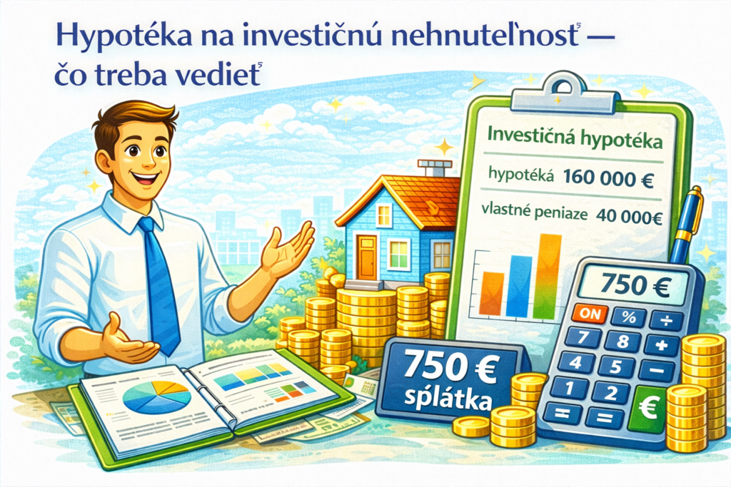 Hypotéka na investičnú nehnuteľnosť – financovanie kúpy bytu na prenájom pomocou hypotéky.