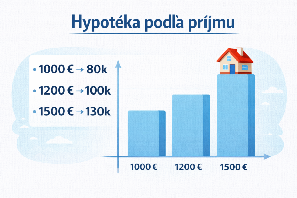 Hypotéka podľa príjmu – infografika s porovnaním výšky úveru podľa platu