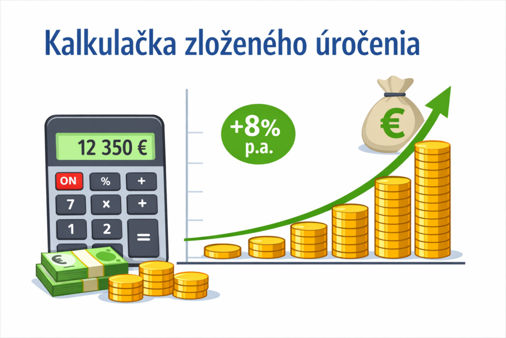 Kalkulačka zloženého úročenia – rast investície v čase.