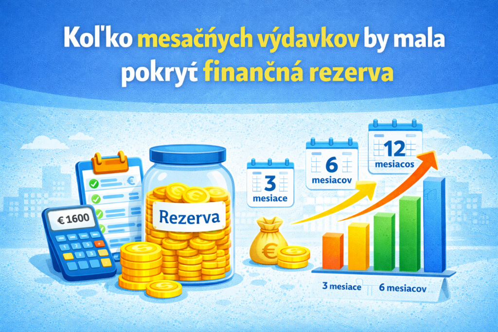Koľko mesačných výdavkov by mala pokryť finančná rezerva – odporúčaná výška rezervy na 3 až 6 mesiacov výdavkov.