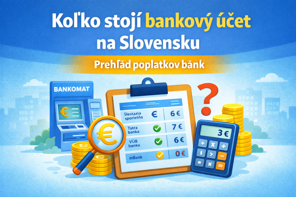 Koľko stojí bankový účet na Slovensku – porovnanie mesačných poplatkov bánk a nákladov na vedenie účtu.