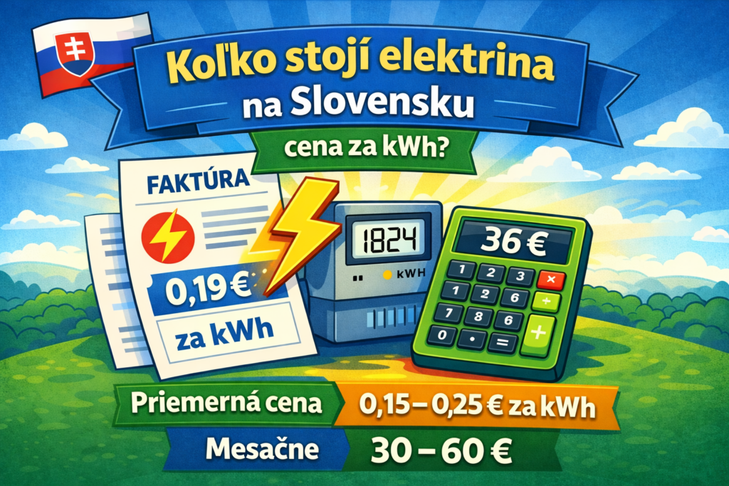 Koľko stojí elektrina na Slovensku – cena za kWh a príklad mesačných nákladov domácnosti.