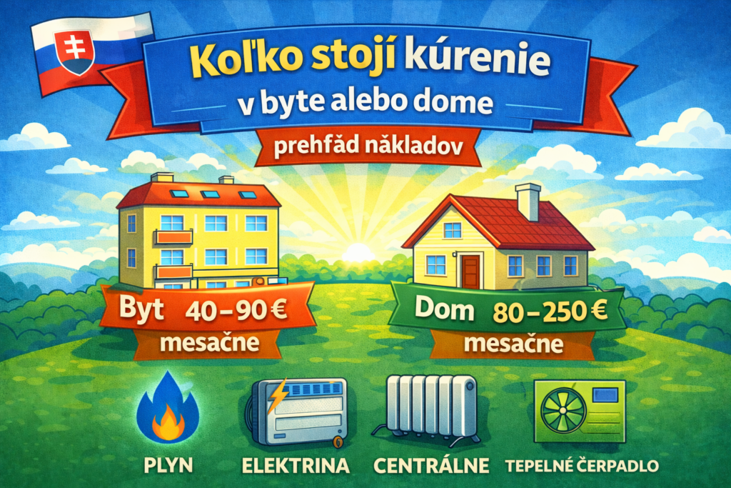 Koľko stojí kúrenie v byte alebo dome – porovnanie mesačných nákladov na kúrenie plynom, elektrinou a centrálnym vykurovaním.