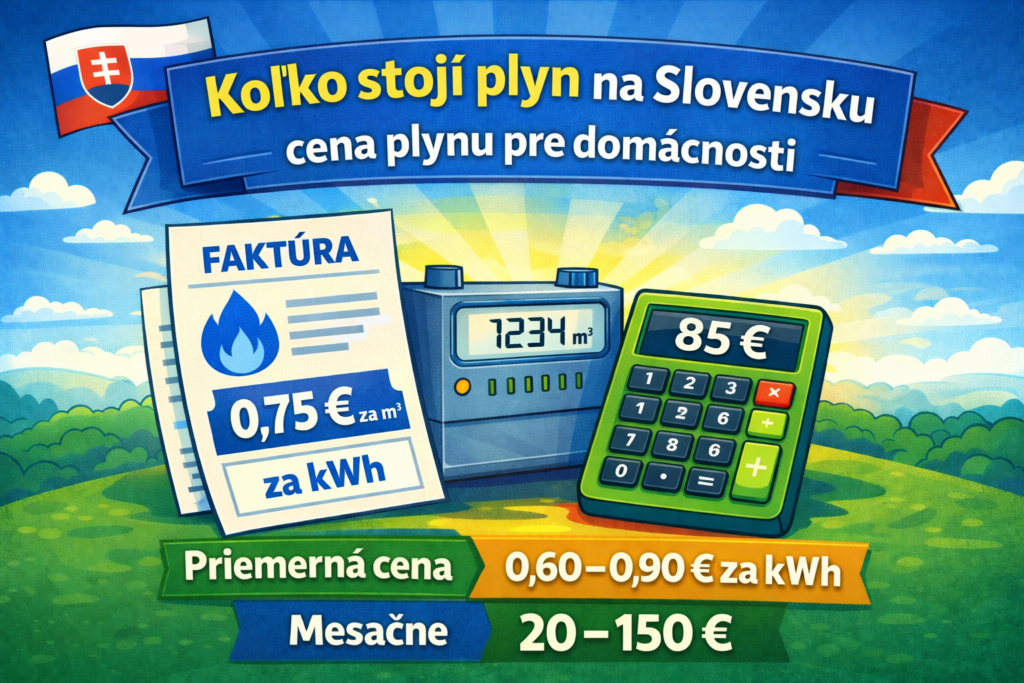 Koľko stojí plyn na Slovensku – cena plynu pre domácnosti a mesačné náklady na kúrenie plynom.