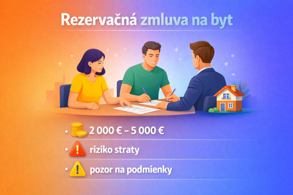 Rezervačná zmluva na byt – infografika s rizikami a poplatkami