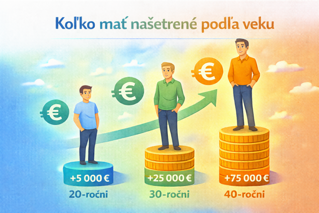 Ilustrácia úspor podľa veku – rast financií v rôznych životných etapách