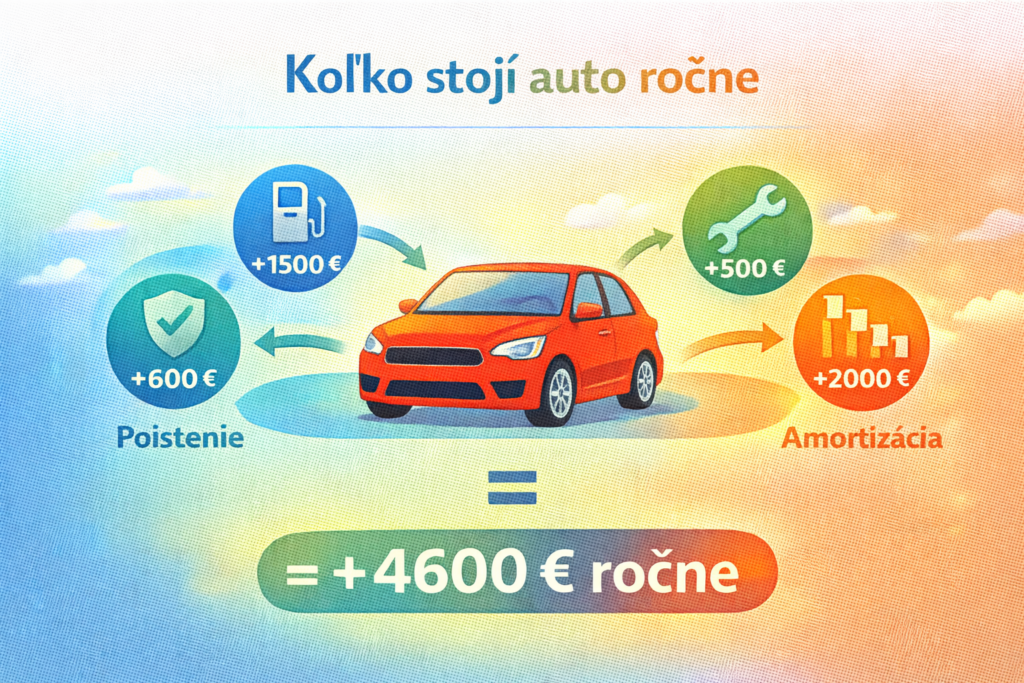 Ilustrácia nákladov na auto – rozpis výdavkov na palivo, servis, poistenie a stratu hodnoty