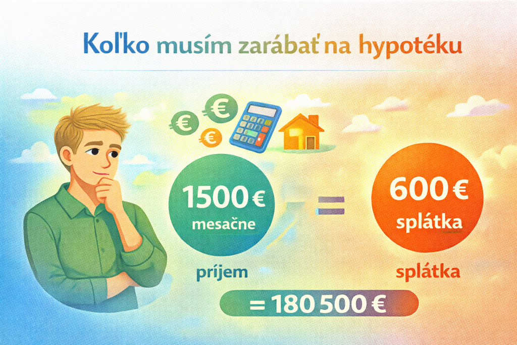 Ilustrácia hypotéky – porovnanie príjmu, splátky a ceny nehnuteľnosti
