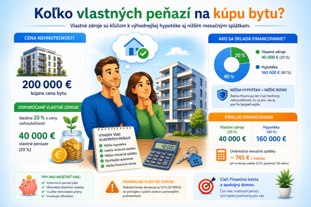 Ilustrácia kúpy bytu – výpočet vlastných peňazí a hypotéky